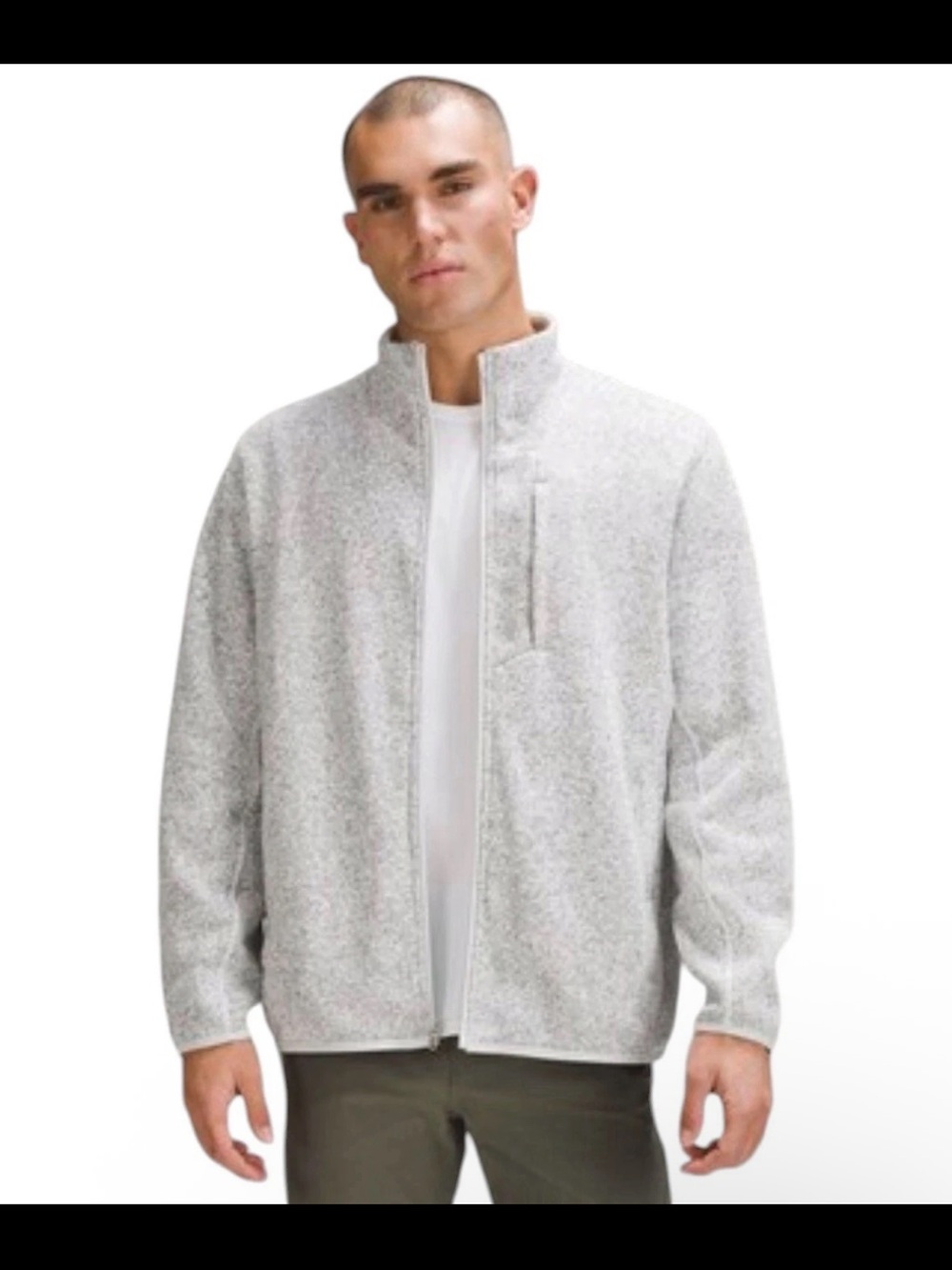 LULULEMON Sojourn Fleece-Lined Knit Jacket Mens M Gray Full Zip